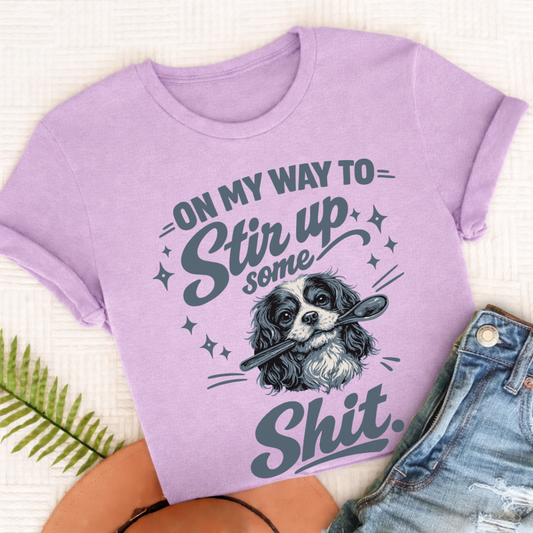 Cavalier King Charles Stir Up Unisex TShirt Comfort Colors Orchid