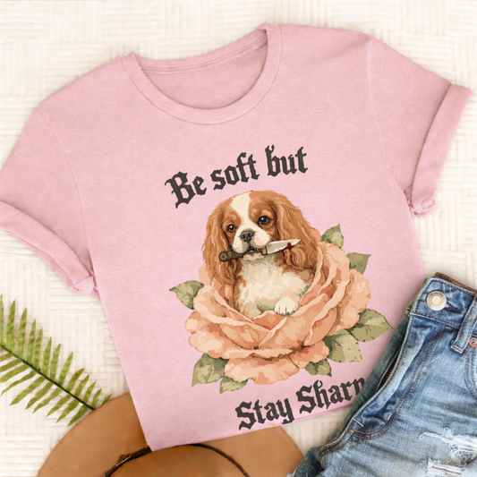 Personalized Cavalier Stay Sharp Unisex TShirt Comfort Colors Blossom