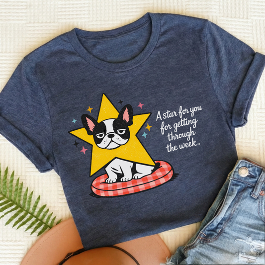 Personalized French Bulldog Star for You Unisex TShirt Heather Navy