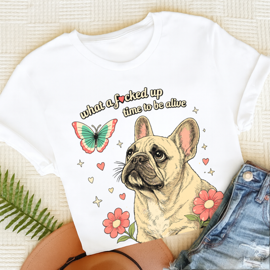 Personalized French Bulldog Crazy Time Unisex TShirt White