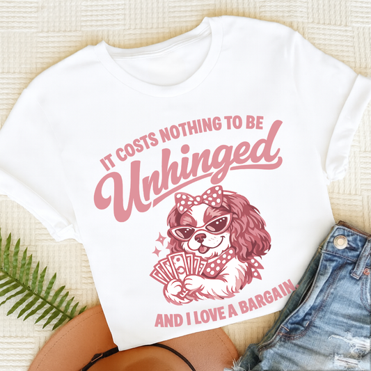 Cavalier King Charles Unhinged Unisex TShirt White