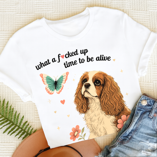 Cavalier King Charles Crazy Time Unisex TShirt White