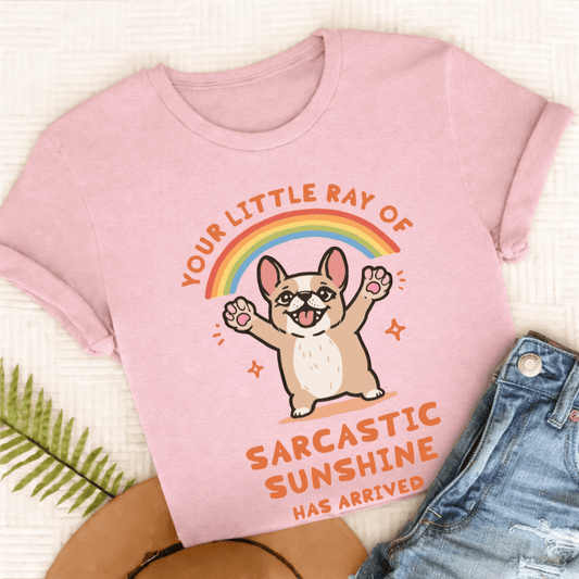 Personalized Frenchie Ray of Sunshine Unisex TShirt Comfort Colors Blossom