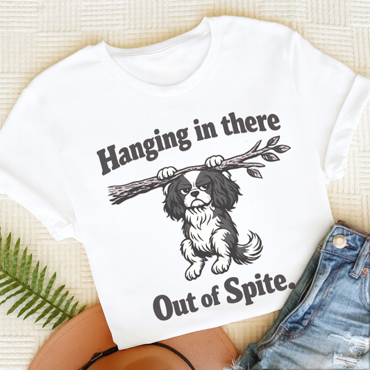 Cavalier King Charles Hanging In There Unisex TShirt White