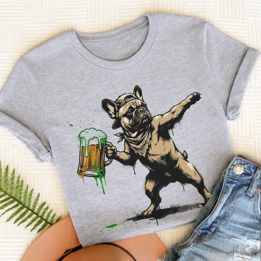 Personalized Frenchie Beer Launch Unisex TShirt Sport Grey