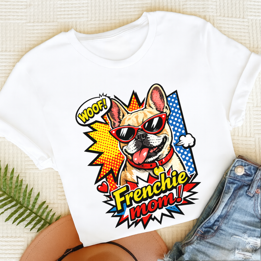 Personalized Frenchie Comic Book Mom Unisex TShirt White