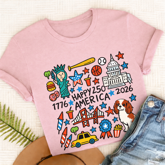 Personalized Cavalier America 250th Birthday Unisex TShirt Comfort Colors Blossom