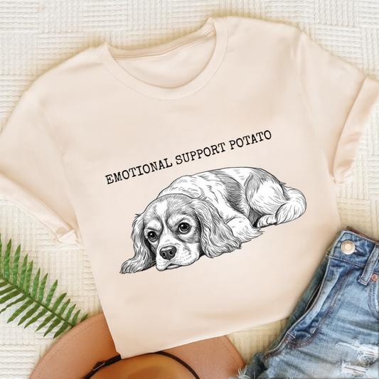 Cavalier Emotional Support Potato Tshirt Natural