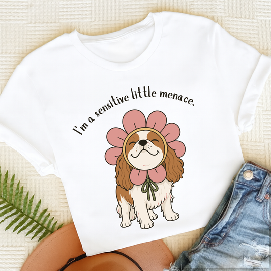 Cavalier King Charles Little Menace Unisex TShirt White