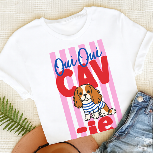 Custom King Charles Oui Oui Silhouette TShirt White