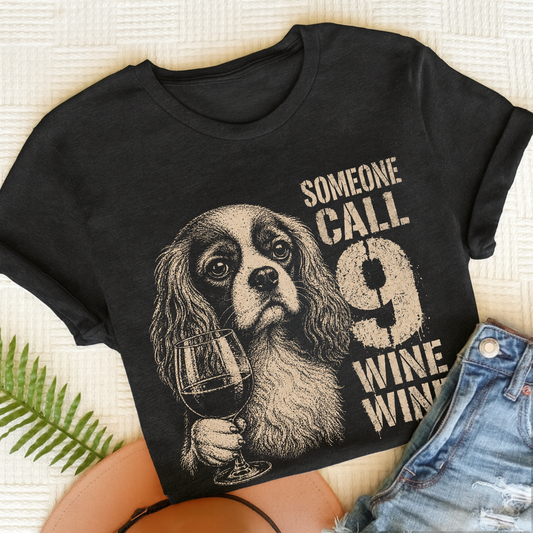 Cavalier King Charles Nine Wine Wine Silhouette Unisex TShirt Dark Heather Grey
