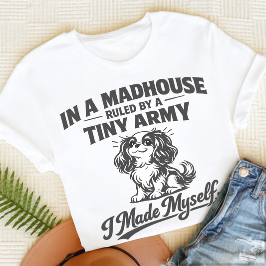 Cavalier King Charles Tiny Army Unisex TShirt White