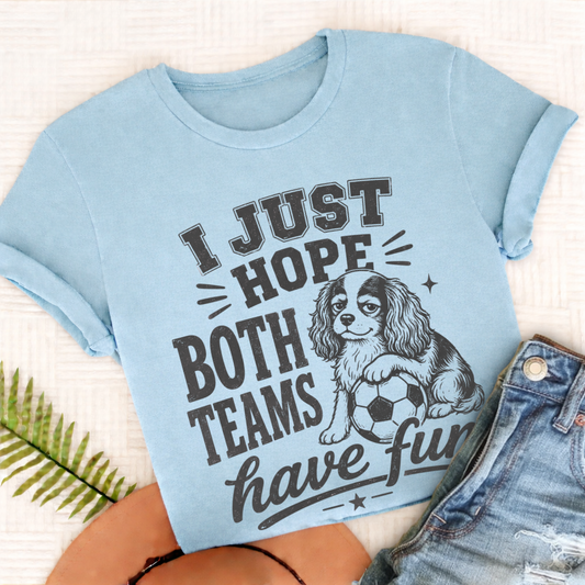 Cavalier King Charles Funny Soccer Both Teams Unisex TShirt Comfort Colors Chambray