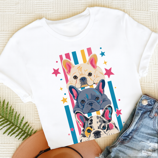 French Bulldog Pop Art Unisex TShirt White