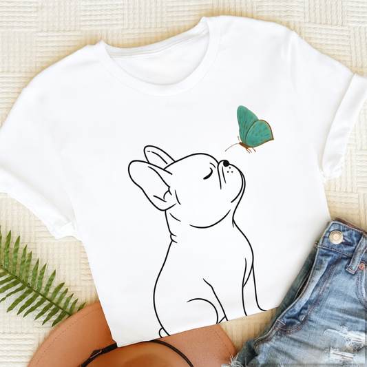 French Bulldog Butterfly Unisex TShirt White