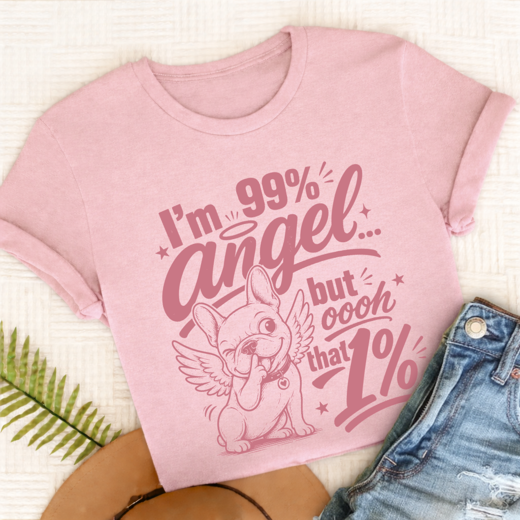 French Bulldog Funny Angel Unisex TShirt Blossom