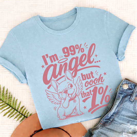 French Bulldog Funny Angel Unisex TShirt Chambray