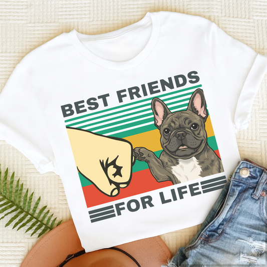 Custom French Bulldog Best Friends Unisex Tshirt White