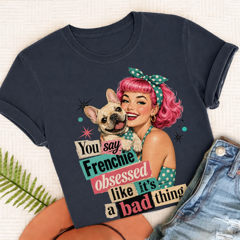 Custom French Bulldog Snarky Unisex TShirt True Navy