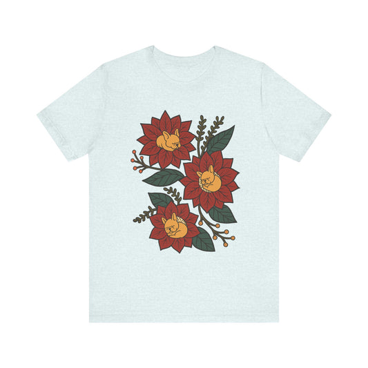 Fawn Frenchie Holiday Flowers Sleeping TShirt