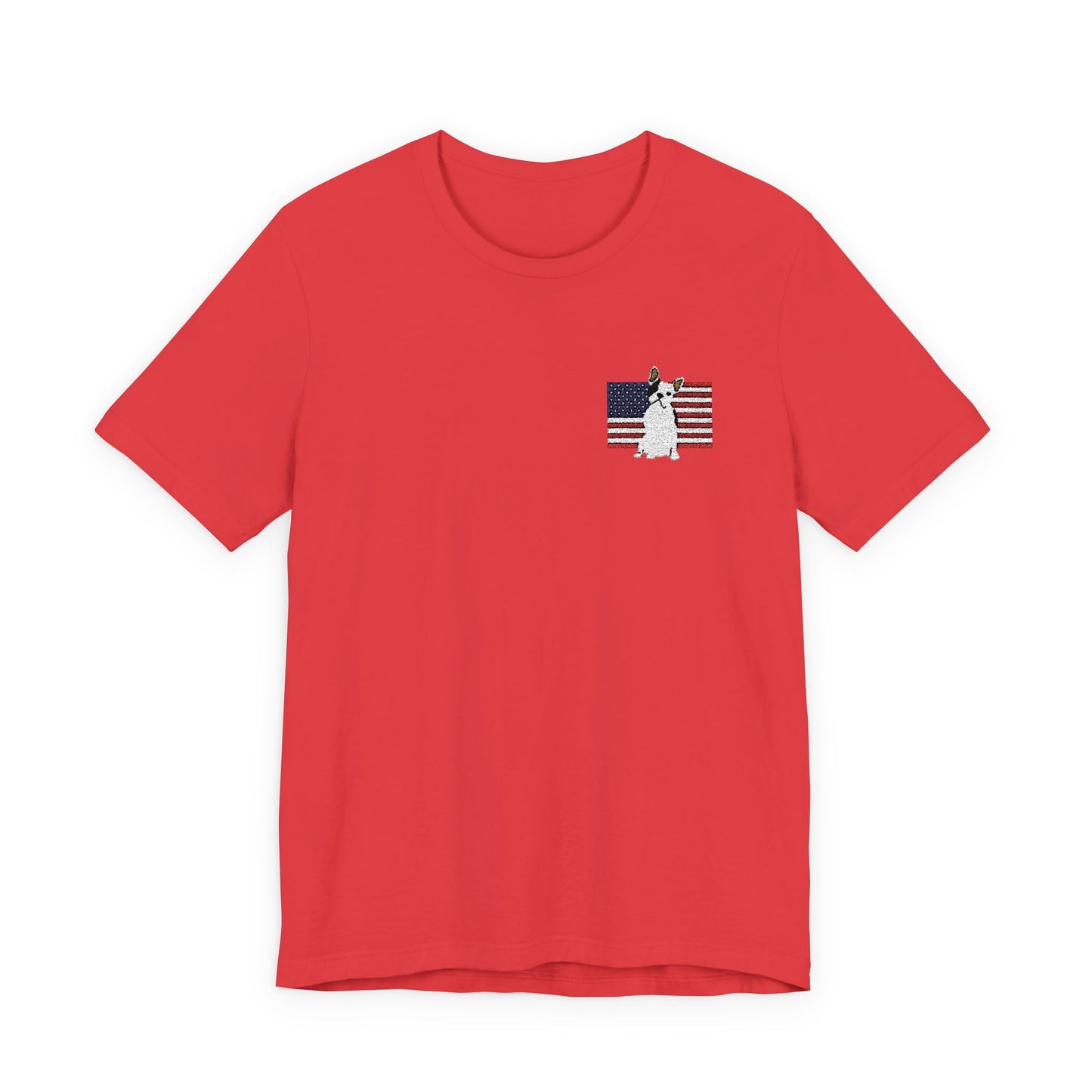 Embroidered Flag Piebald Frenchie TShirt