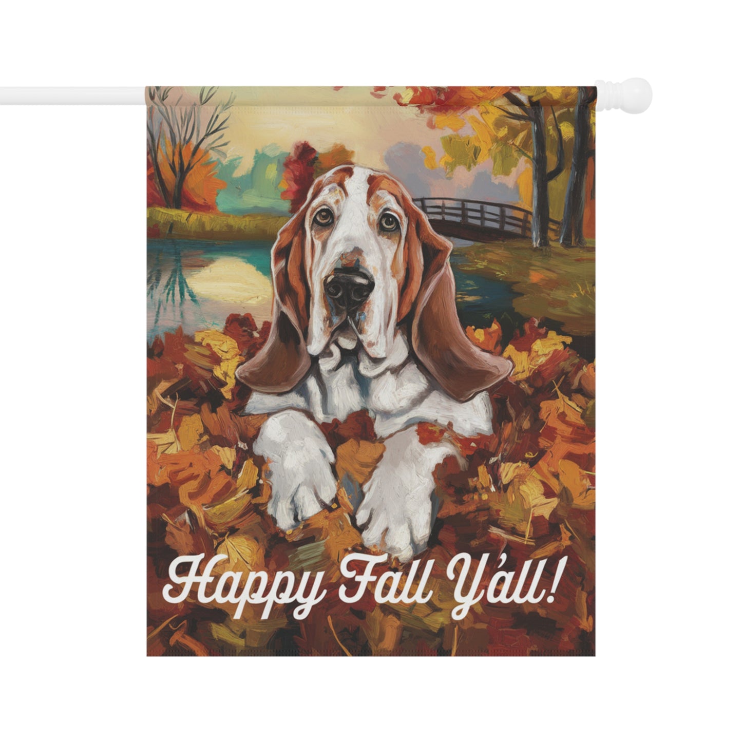 Basset Hound Fall Leaves Garden Flag