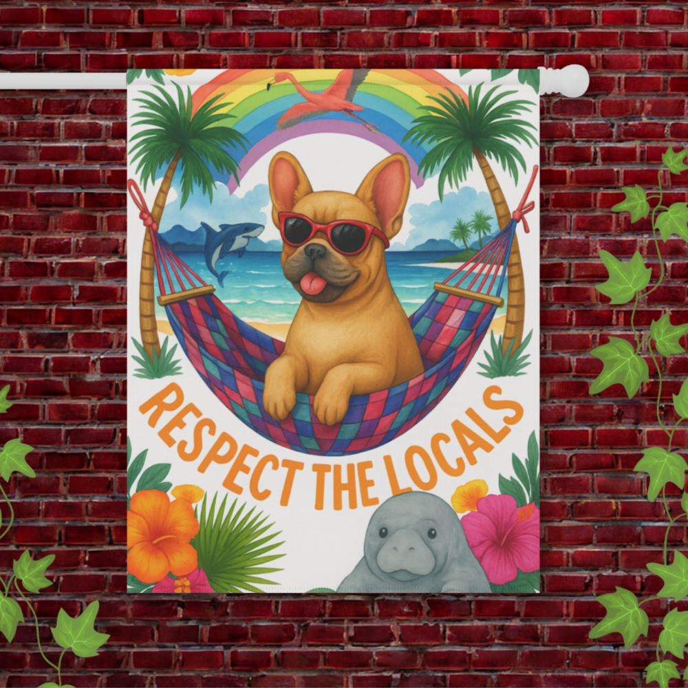 Fawn French Bulldog Protect Locals Garden Flag