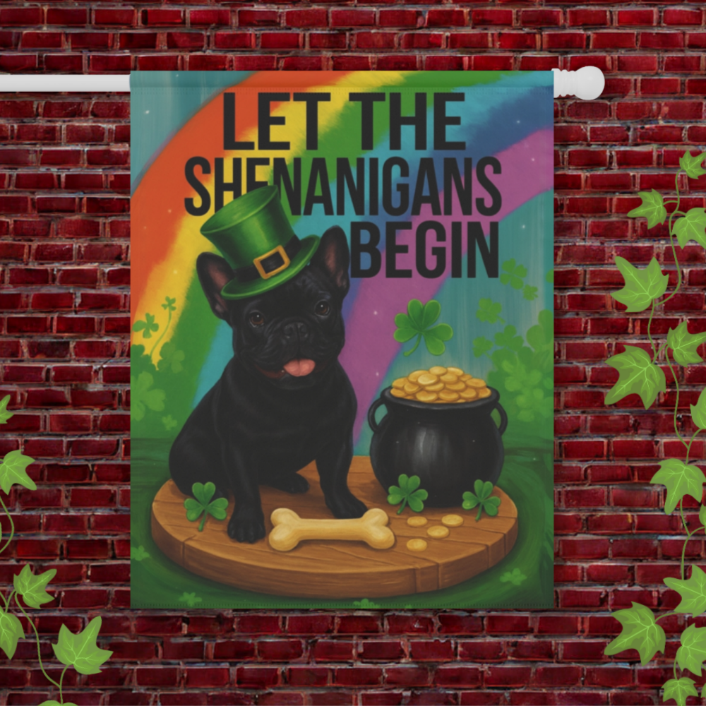 Black French Bulldog Saint Patricks Day Garden Flag
