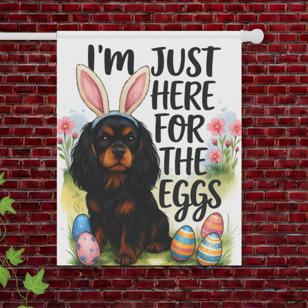 Black Tan Cavalier King Charles Easter Garden Flag