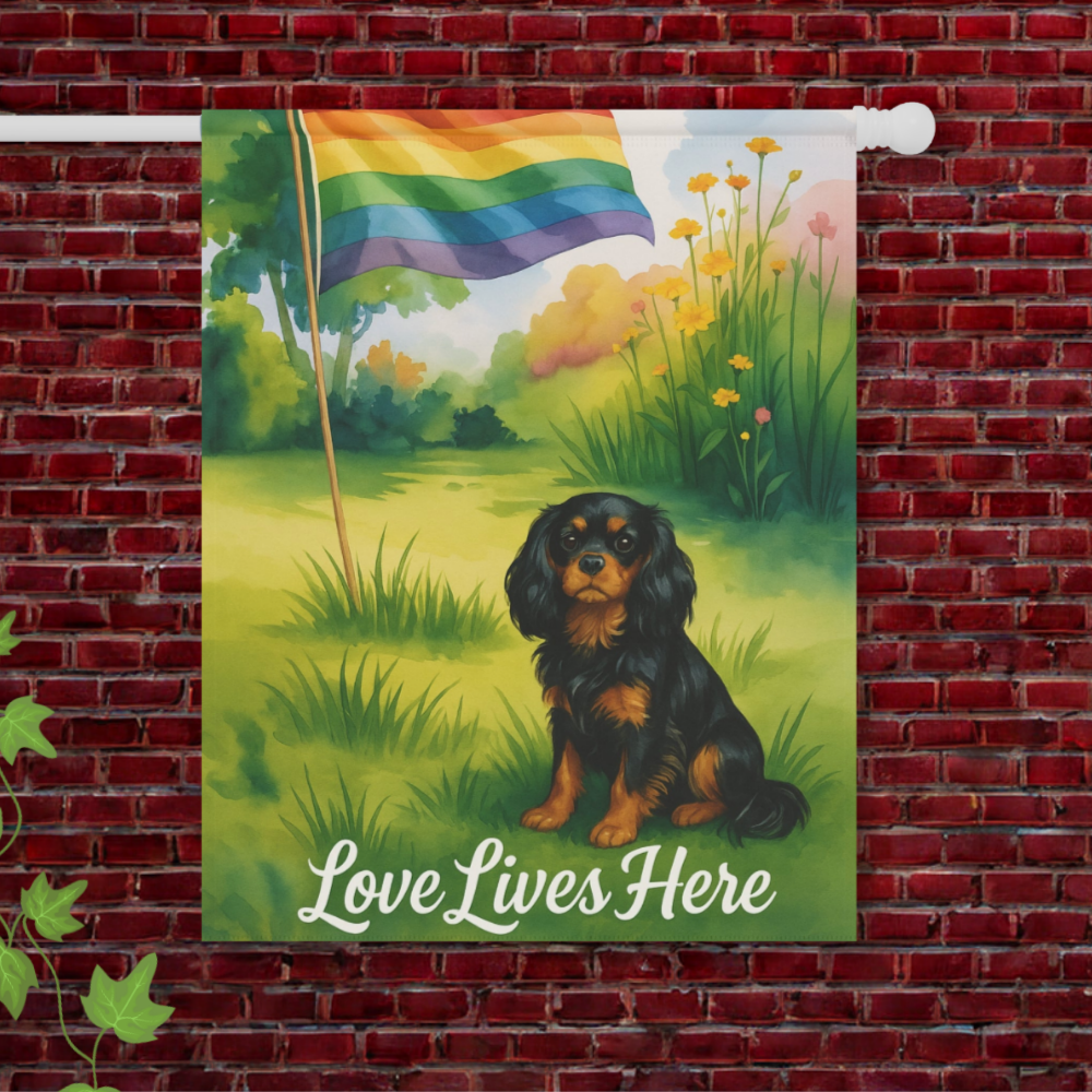 LGBTQ+ Black Tan Cavalier Garden Flag