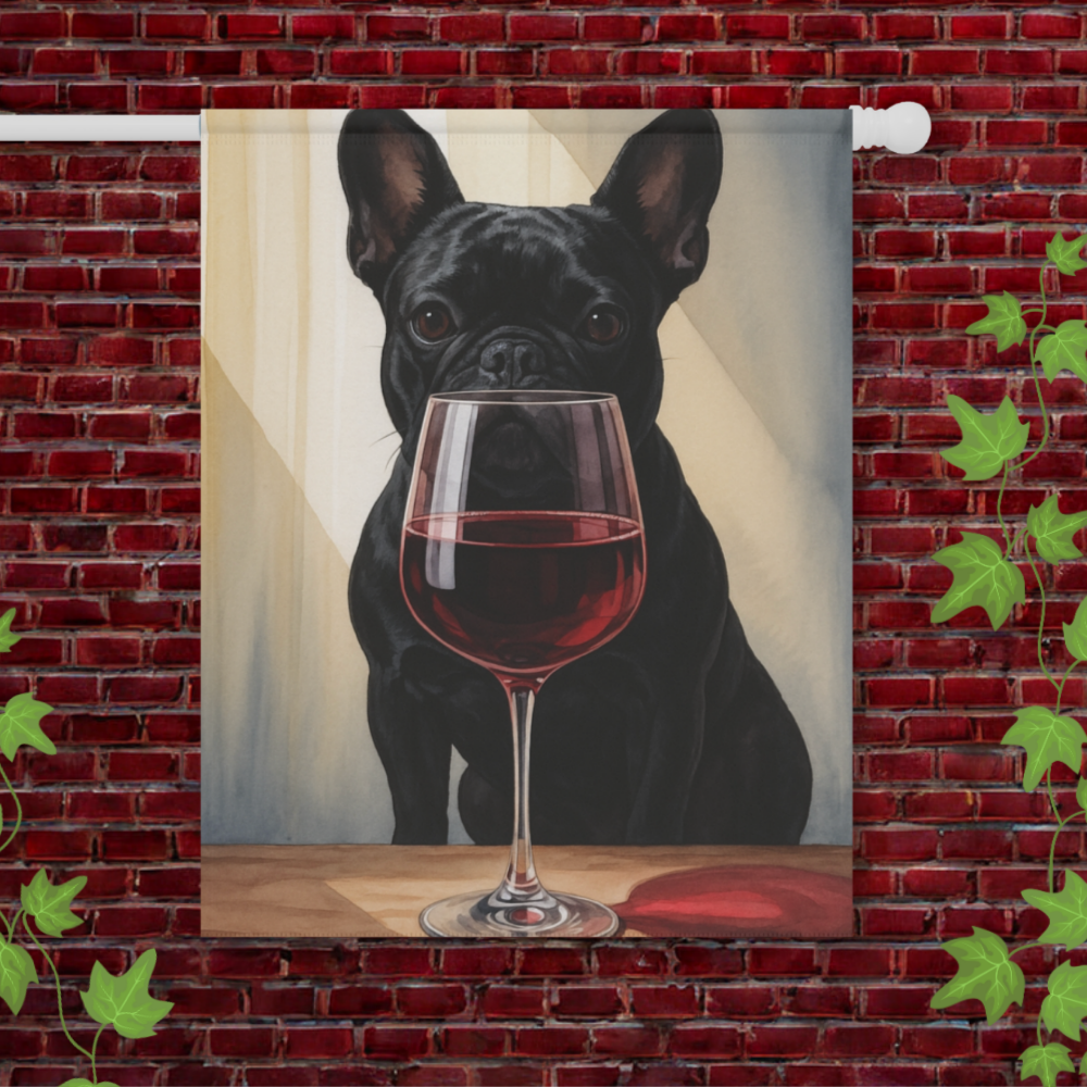 Black French Bulldog Wine Garden Flag