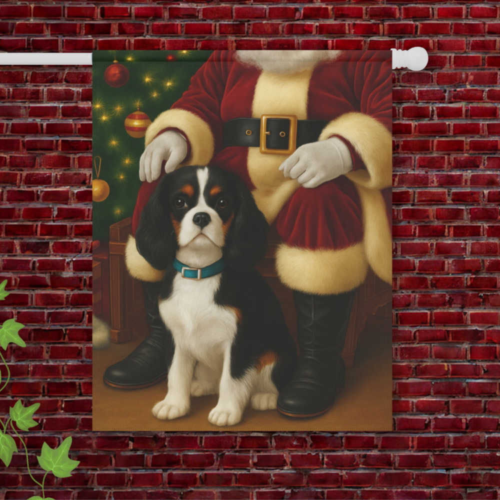 Tricolor Cavalier Santa Clause Garden Flag
