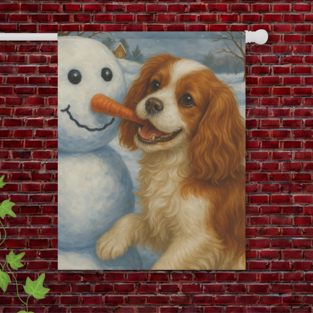 Blenheim Cavalier Snowman Garden Flag