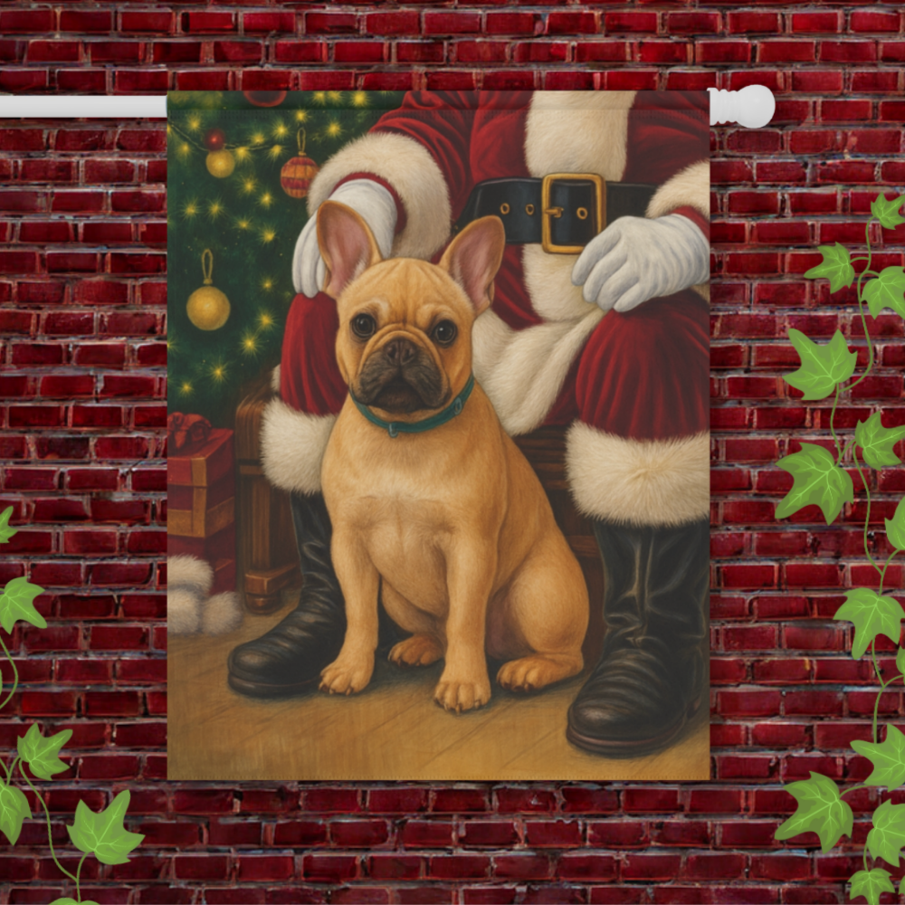 Fawn French Bulldog Santa Clause Garden Flag