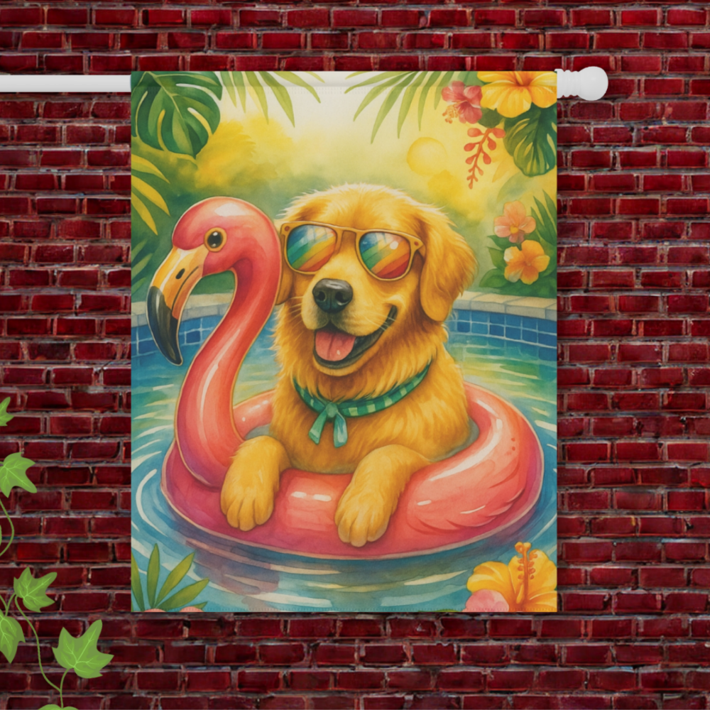 Golden Retriever Pool Garden Flag