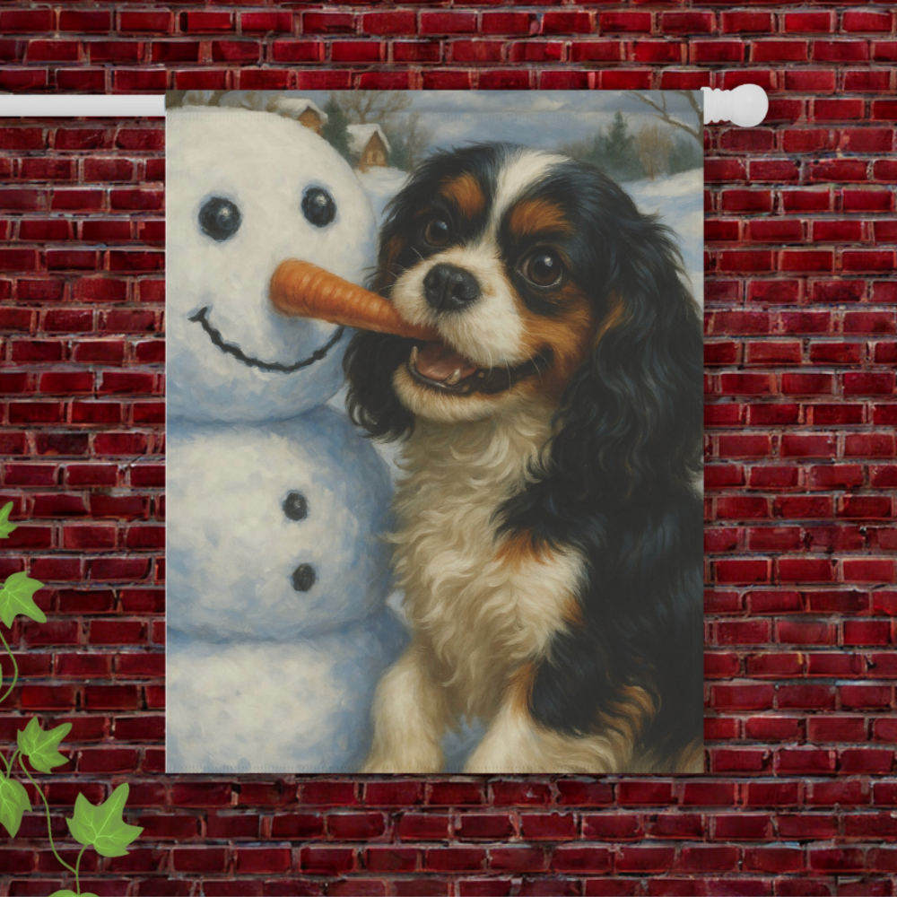 Tricolor Cavalier Snowman Garden Flag