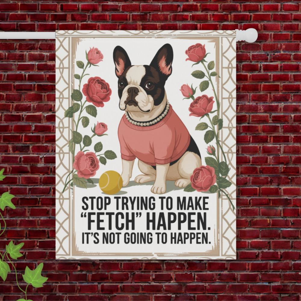 Piebald French Bulldog Fetch Garden Flag