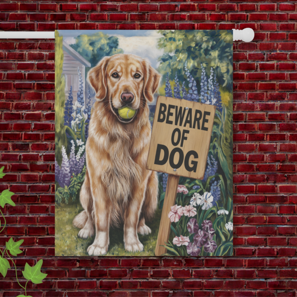 Golden Retriever Beware Garden Flag