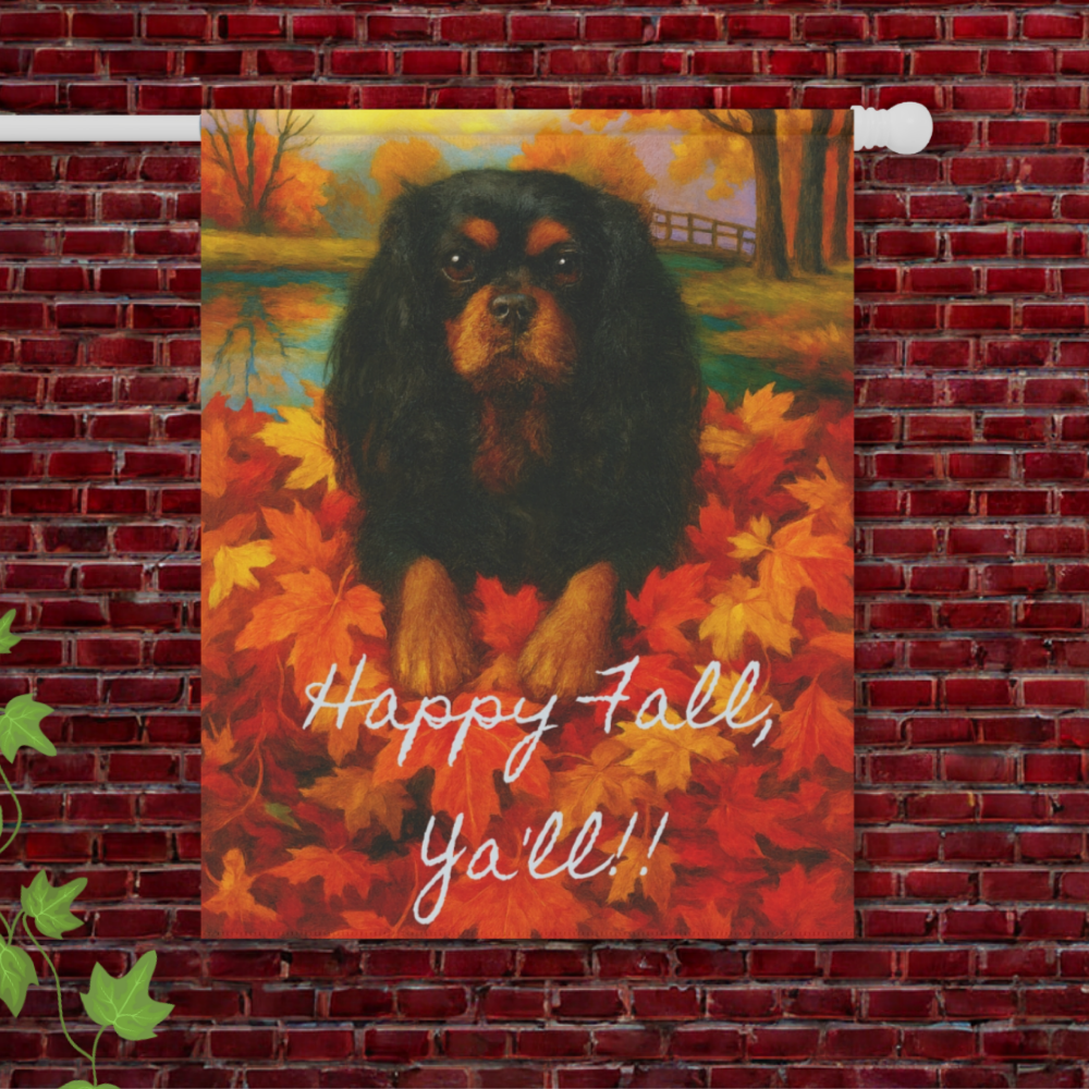 Black & Tan Cavalier Fall Ya'll Garden Flag