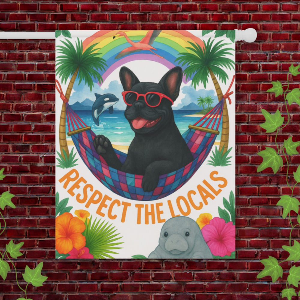 Black French Bulldog Protect Locals Garden Flag