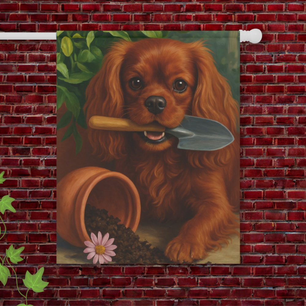 Ruby Cavalier Gardening Yard Flag