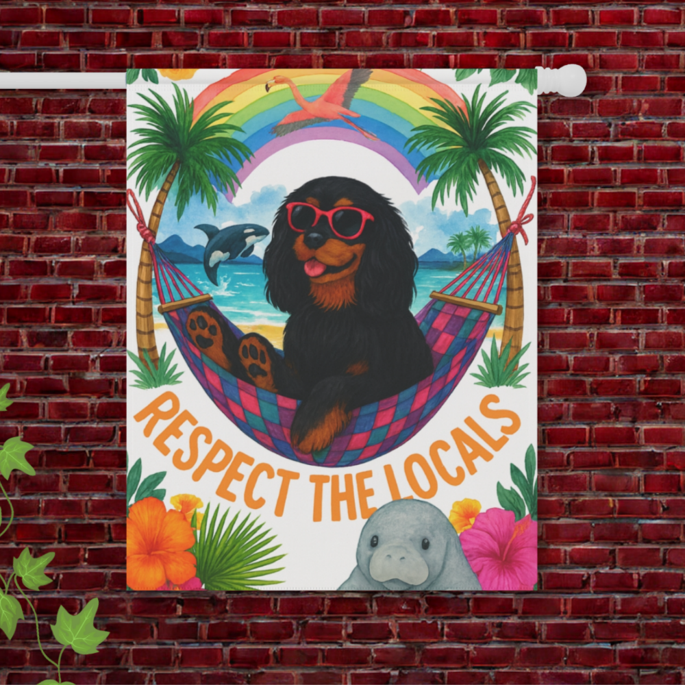 Black Tan Cavalier Respect Garden Flag