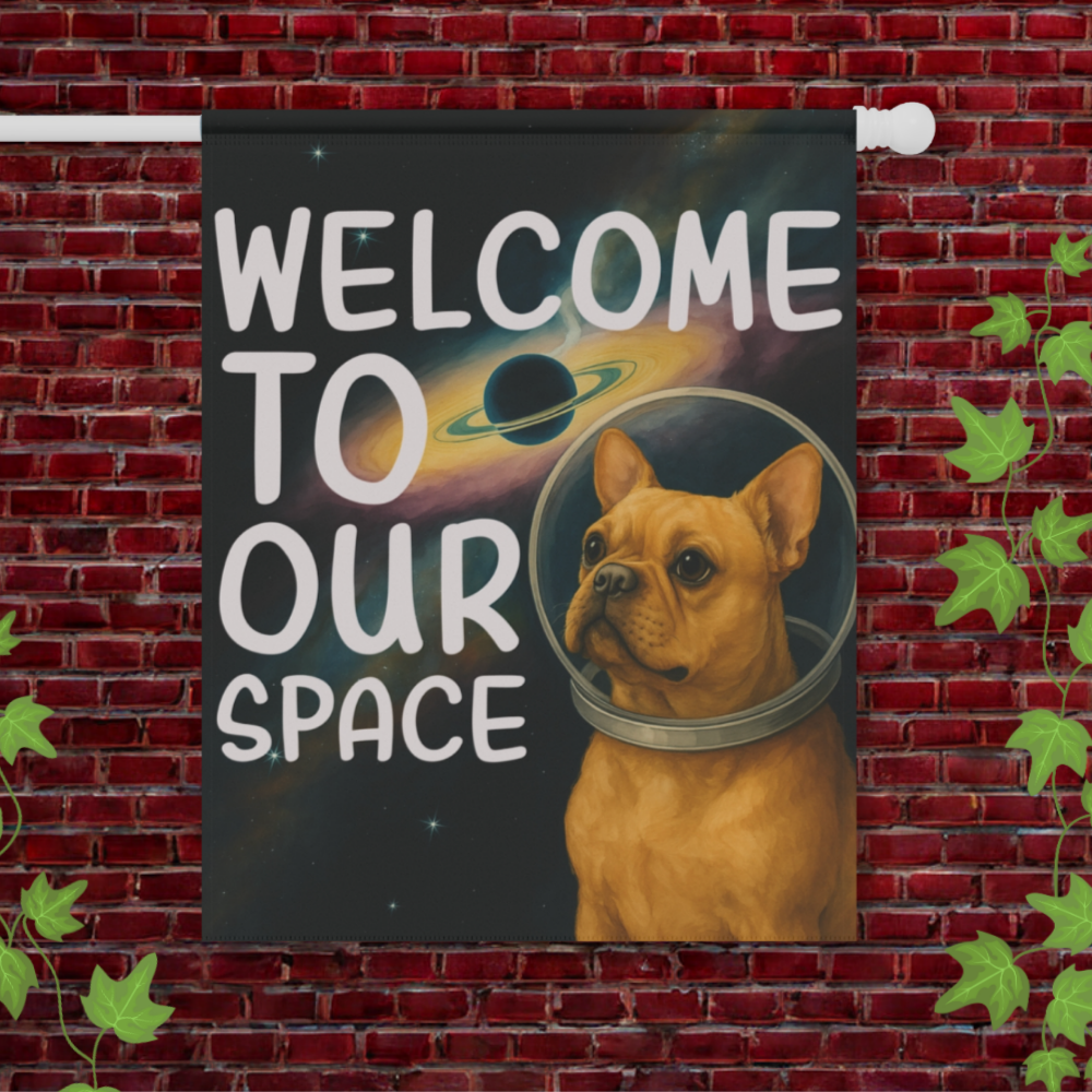 Fawn French Bulldog Space Garden Flag