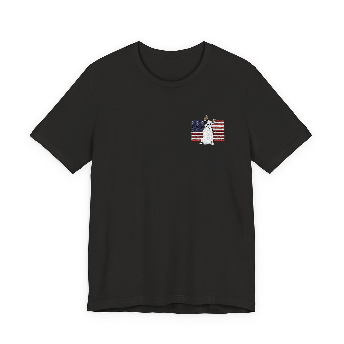 Embroidered Flag Piebald Frenchie TShirt