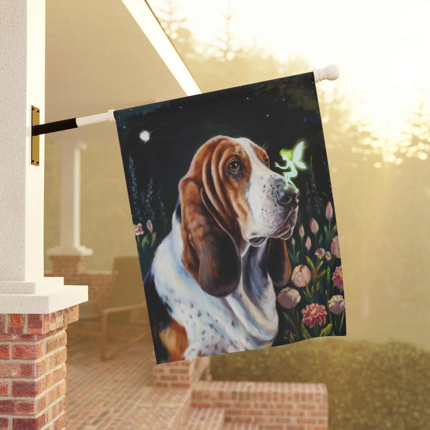 Basset Hound Fairy Garden Flag