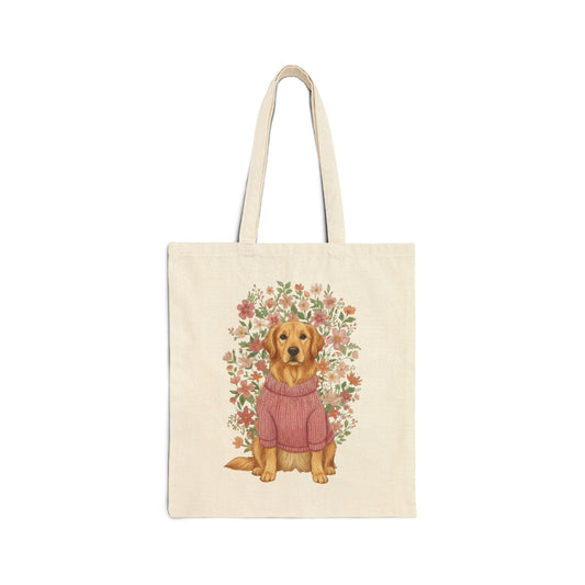 Golden Retriever Bouquet Tote Bag