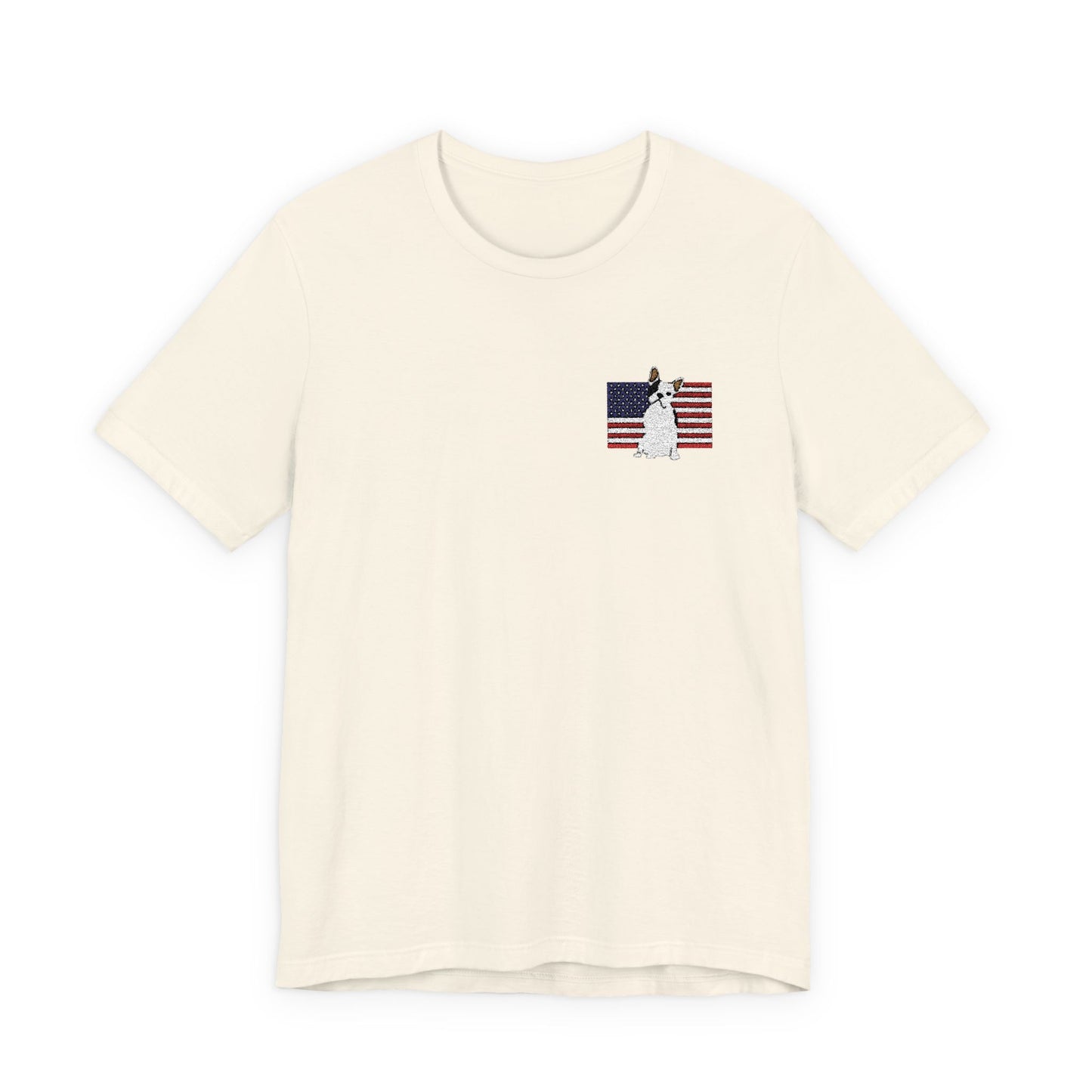 Embroidered Flag Piebald Frenchie TShirt