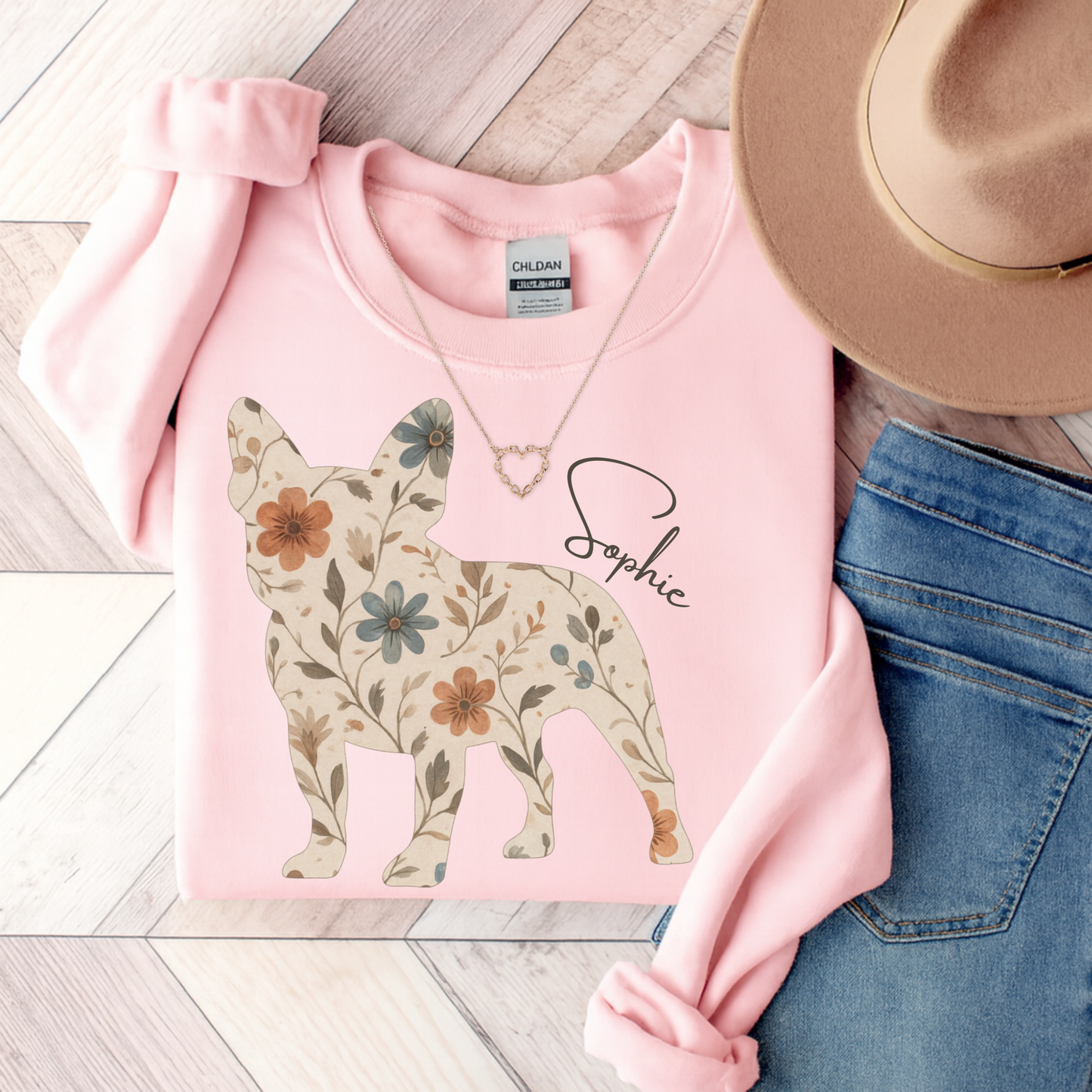 Frenchie Floral Silhouette Sweatshirt