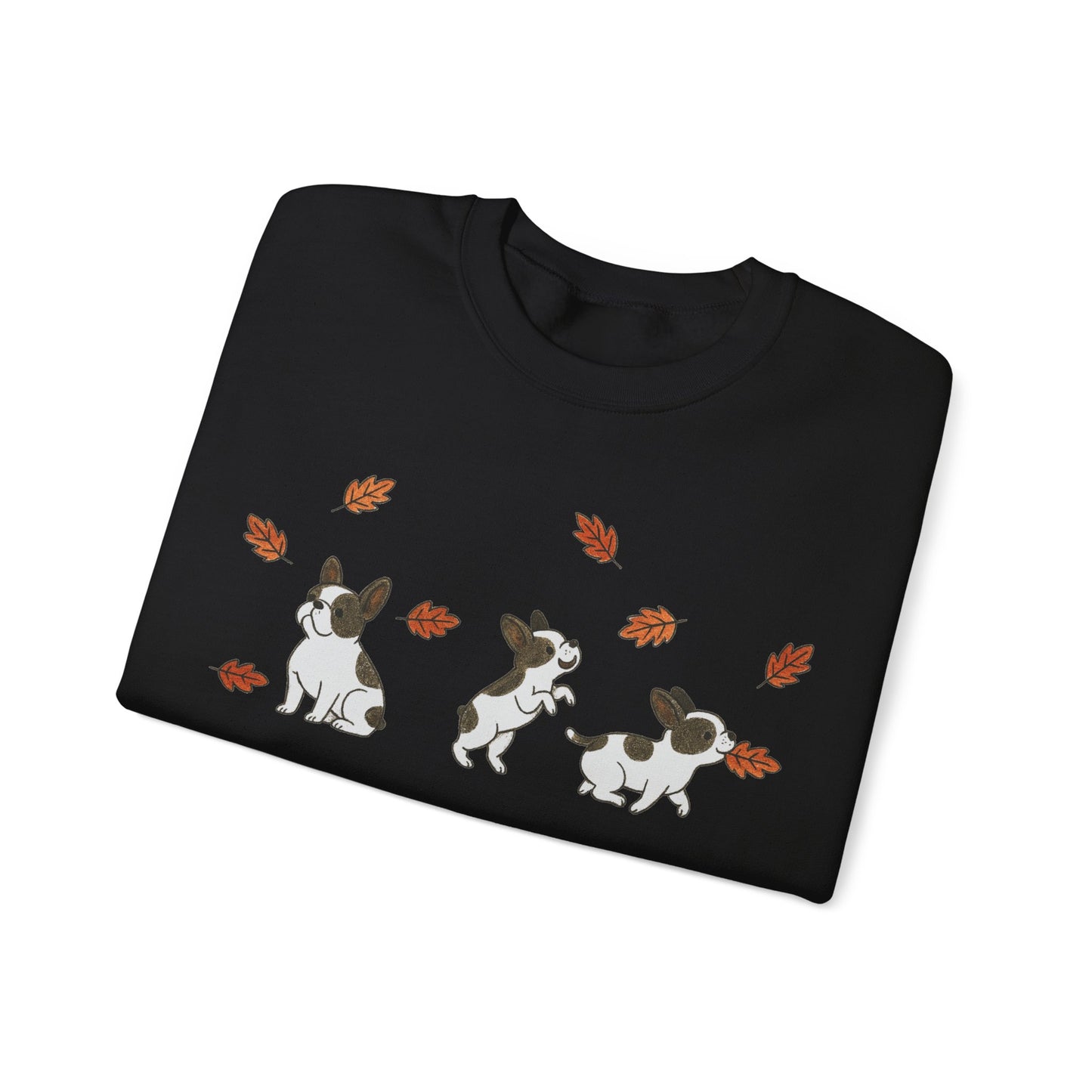 Piebald Frenchie Chasing Leaves Sweatshirt