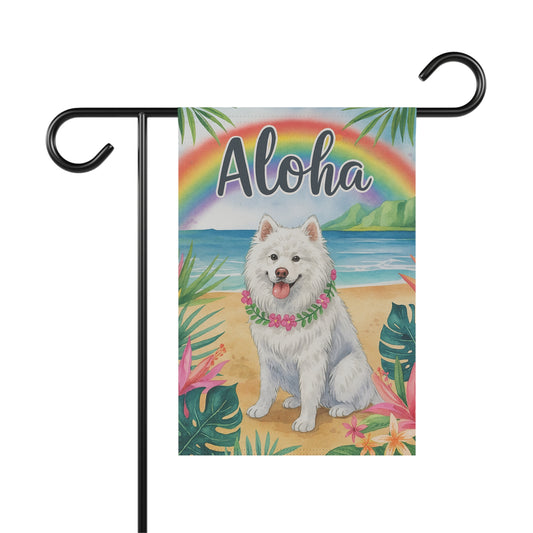 Samoyed Dog Aloha Luau Garden Flag